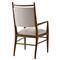 Ayra Grey Upholstered Back Dusk Brown Oak Dining Arm Chair