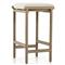 Karimm Coastal Beach Beige Upholstered Natural Teak Wood Frame Outdoor Counter Stool
