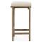Karimm Coastal Beach Beige Upholstered Natural Teak Wood Frame Outdoor Counter Stool