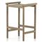 Karimm Coastal Beach Beige Upholstered Natural Teak Wood Frame Outdoor Counter Stool