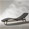 Ivanna Coastal Beach Black Woven Seat Grey Teak Wood Frame Outdoor Chaise Lounge