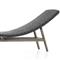 Ivanna Coastal Beach Black Woven Seat Grey Teak Wood Frame Outdoor Chaise Lounge