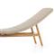 Ivanna Coastal Beach White Woven Seat Brown Teak Wood Frame Outdoor Chaise Lounge