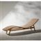 Ivanna Coastal Beach White Woven Seat Brown Teak Wood Frame Outdoor Chaise Lounge