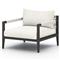 Cheryl Rustic Lodge White Upholstered Black Aluminum Outdoor Dining Arm Chair