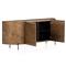 Khalil Rustic Lodge Dark Brown Wood Bronze iron Curved Sideboard