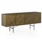 Karlin Industrial Loft Brass Gold Sunburst Patterned Iron 4 Door Sideboard