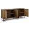 Alina Rustic Lodge Brown Oak Wood Black Iron 4 Door Rectangular Sideboard