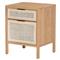 Ronaldo Coastal Beach Natural Pine Wood Woven Rattan 2 Drawer Office Cabinet