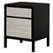 Ronaldo Coastal Beach Black Pine Wood Woven Rattan 2 Drawer Office Cabinet