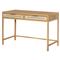 Ronaldo Coastal Beach Natural Oak Wood Woven Rattan 2 Drawer Desk