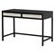 Ronaldo Coastal Beach Black Oak Wood Woven Rattan 2 Drawer Desk