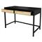 Ronaldo Coastal Beach Black Oak Wood Woven Rattan 2 Drawer Desk