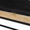 Ronaldo Coastal Beach Black Oak Wood Woven Rattan 2 Drawer Desk
