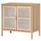 Ronaldo Coastal Beach Natural Pine Wood Woven Rattan 2 Door Sideboard