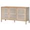 Ronaldo Coastal Beach Natural Oak Wood Woven Rattan 3 Door Sideboard