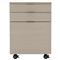 Katherine French Grey Wood Silver Stainless Steel Caster 3 Drawer Office Cabinet