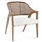 Edward White Linen Driftwood Mahogany Woven Cane Lounge Chair
