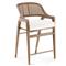 Edward Coastal White Linen Driftwood Mahogany Woven Cane Counter Stool