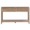 Lulu Coastal Beach Grey Oak Wood Woven Cane 2 Drawer Console Table
