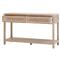 Lulu Coastal Beach Grey Oak Wood Woven Cane 2 Drawer Console Table
