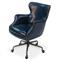Alexander Rustic Blue Upholstered Leather Metal Nailhead Trim Swivel Office Chair