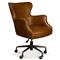 Alexander Light Brown Upholstered Leather Metal Base Nailhead Trim Swivel Office Chair