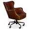Alexander Rustic Brown Upholstered Leather Metal Base Nailhead Swivel Office Chair