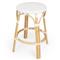 Lily Coastal Beach White Woven Brown Rattan Counter Stool