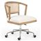 Alek Modern White Performance Upholstered Seat Cane Brown Wood Office Chair