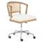 Alek Modern White Performance Upholstered Seat Cane Brown Wood Office Chair