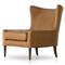 Paola Mid Century Palermo Cognac Leather Wood Frame Wing Lounge Chair