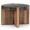 Brandon Rustic Lodge Black Iron Top Brown Oak Wood Round End Table