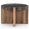 Brandon Rustic Lodge Black Iron Top Brown Oak Wood Round End Table