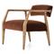 Pia Mid Century Modern Brown Upholstered Velvet Natural Wood Frame Arm Chair