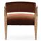 Pia Mid Century Modern Brown Upholstered Velvet Natural Wood Frame Arm Chair
