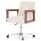 Jolie Rustic Cream Upholstered Brown Wood Leather Arms Steel Base Office Chair