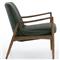Olena Mid Century Green Upholstered Leather Brown Oak Wood Living Room Arm Chair