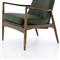 Olena Mid Century Green Upholstered Leather Brown Oak Wood Living Room Arm Chair
