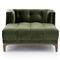 Allen Mid Century Green Velvet Brown Wood Frame Button Tufted Chaise Lounge