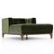 Allen Mid Century Green Velvet Brown Wood Frame Button Tufted Chaise Lounge