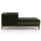 Allen Mid Century Green Velvet Brown Wood Frame Button Tufted Chaise Lounge
