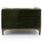 Allen Mid Century Green Velvet Brown Wood Frame Button Tufted Chaise Lounge