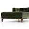 Allen Mid Century Green Velvet Brown Wood Frame Button Tufted Chaise Lounge