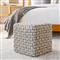 Corazon Coastal Beach Grey Wool Basket Weave Square Pouf