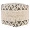 Hallie Coastal Beach Cream Cotton Black Accent Textured Square Pouf