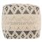 Hallie Coastal Beach Cream Cotton Black Accent Textured Square Pouf