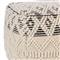 Hallie Coastal Beach Cream Cotton Black Accent Textured Square Pouf