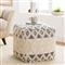 Hallie Coastal Beach Cream Cotton Black Accent Textured Square Pouf