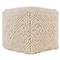 Hallie Coastal Beach Cream Cotton Textured Square Pouf